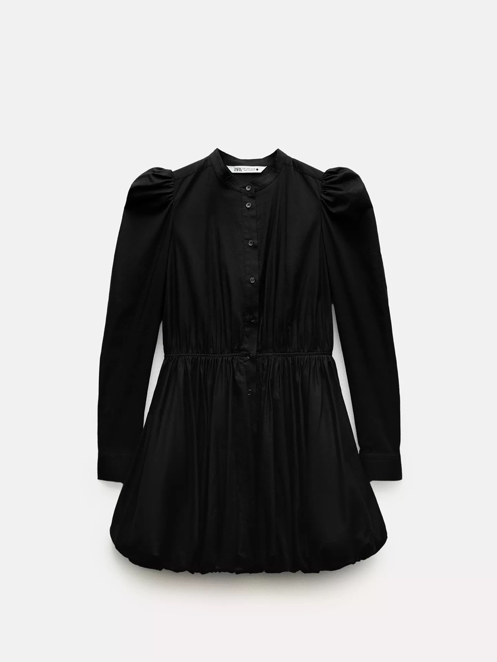 Zara Black Long Sleeve Puff Shoulder Dress